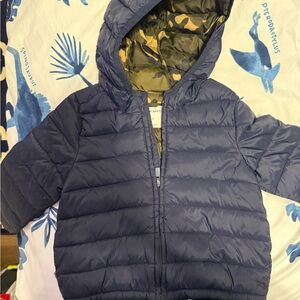Old Navy Blue Puffer Jacket with Camouflage Lining